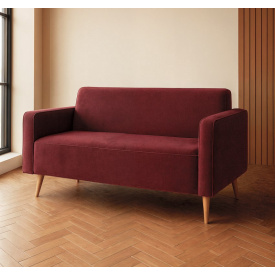 Диван офисный Tobi Sho Селдон с подлокотниками 1460х680х770 мм, велюр Крокус Бордовый/63