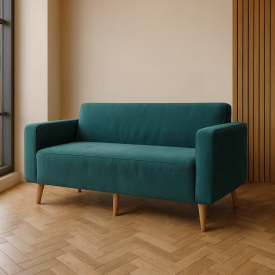 Диван офисный Tobi Sho Селдон с подлокотниками 2060х680х770 мм, велюр Крокус Морская волна/88