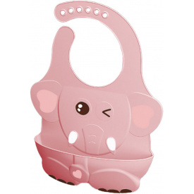 Слюнявчик силиконовый детский 2Life 4D СЛОНИК 32,5х24 см Розовый (vol-10215)