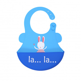 Силиконовый слюнявчик с карманом Kiddy Baby show зайчик Голубой