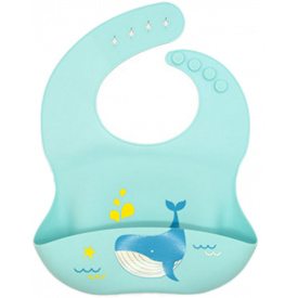 Слюнявчик силиконовый детский с рисунком 2Life 30х23 см Голубой (vol-10208)