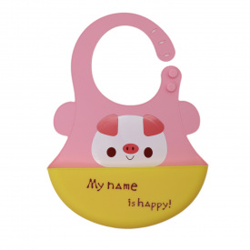 Силиконовый слюнявчик с карманом Kiddy Baby show свинка Розовый