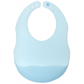 Слюнявчик силиконовый детский с карманчиком полупрозрачный 2Life 29,5х20,5 см Голубой (vol-10205)