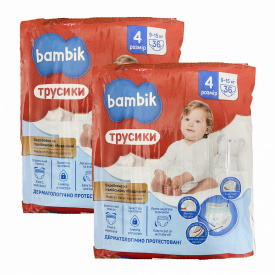 Дитячі підгузки-трусики Bambik 4 Maxi 9-15 кг 72 шт 2 уп