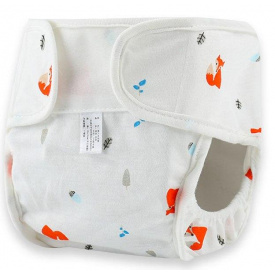 Дитячий багаторазовий підгузник з бортиками для дітей 2Life Лисички S Білий (v-12693)