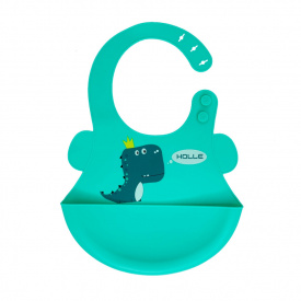 Слюнявчик силіконовий "Діно" Mega Zayka MGZ-0616(Turquoise) з кишенею