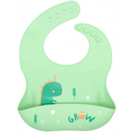 Слюнявчик силиконовый детский с рисунком 2Life 30х23 см Зеленый (vol-10206)