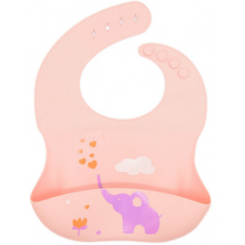 Слюнявчик силиконовый детский с рисунком 2Life 30х23 см Розовый (vol-10200)