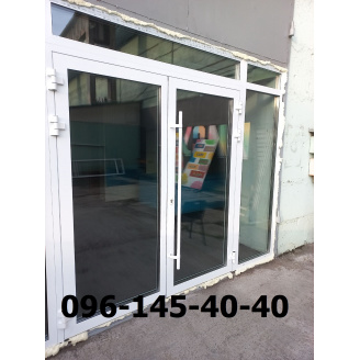  Вхідні алюмінієві двері з загартованим склом від виробника в Києві!