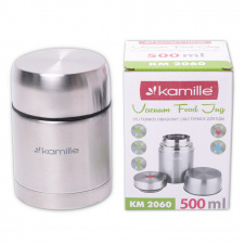 Термос для еды из нержавеющей стали Kamille 500 мл Хром (KL225366)