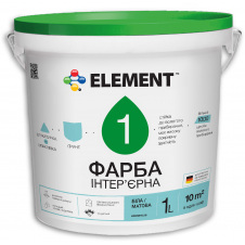 Фарба інтер'єрна ELEMENT 1 матова база водоемульсійна А біла 1 л