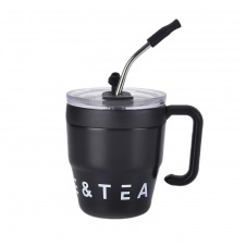Термочашка з трубочкою та подвійним відкриванням YIWU Coffee & Tea 480 мл Чорний (HP-14-23B)
