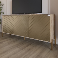 Тумба Lion Амарант 168x40x76.5 см Дуб Сонома трюфель/Перламутровый металлик (LION-043053) Запорожье