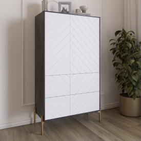 Комод-пенал Lion Амарант 84x40x150 см Бетон темний/Білий (LION-042196)