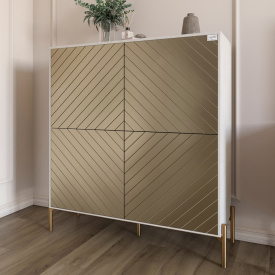 Комод-пенал Lion Амарант 114x40x126.5 см Бетон/Перламутровый металлик (LION-042066)