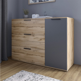 Комод Lion Краш 120x43x86 см Дуб Аппалачи/Антрацит (LION-044154)