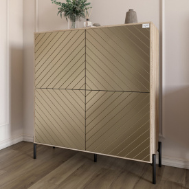 Комод-пенал Lion Амарант 114x40x126.5 см Дуб Сонома/Перламутровий металік (LION-041997)