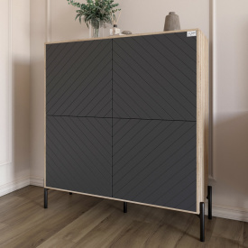 Комод-пенал Lion Амарант 114x40x126.5 см Дуб Сонома/Графітовий (LION-042023)