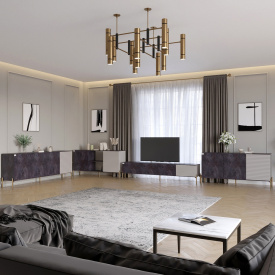 Комплект меблів для вітальні Lion Грей 4 елементи Бетон темний/Кашемір (LION-042860)