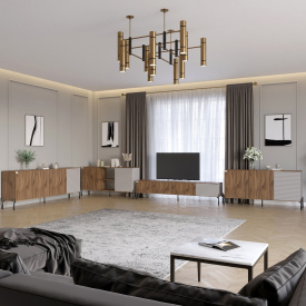 Комплект мебели для гостиной Lion Грей 4 элемента Дуб Ливорно/Кашемир (LION-042834)