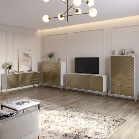Комплект меблів для вітальні Lion Амарант 4 елементи і Бетон/Перламутровий металік (LION-042337)