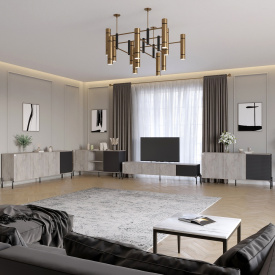 Комплект меблів для вітальні Lion Грей 4 елементи Шварцвальд/Асфальт (LION-042704)