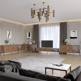 Комплект мебели для гостиной Lion Грей 4 элемента Дуб Ливорно/Дерево (LION-042730)