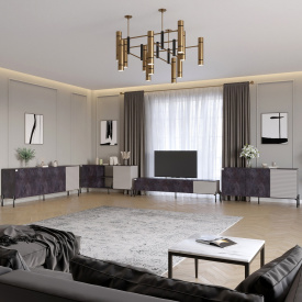 Комплект меблів для вітальні Lion Грей 4 елементи Бетон темний/Кашемір (LION-042845)