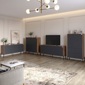 Комплект меблів для вітальні Lion Амарант 4 елементи Дуб Ліворно/Графітовий (LION-042276)