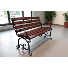 Скамейка садовая кованая Tobi Sho Дольче с подлокотниками для дачи, терассы 130 см цвет каштан Иршава