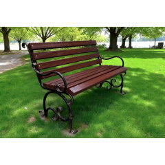 Скамейка садовая кованая Tobi Sho Дольче с подлокотниками для дачи, терассы 100 см цвет каштан Дзензелевка