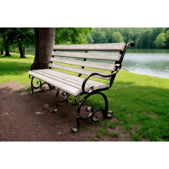 Лавка садова кована Tobi Sho Дольче з підлокітниками для дачі, тераси 220 см колір слонова кістка Вознесенськ