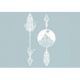 Тимчасове біле тату перекладне Стріли гори та місяць ArleySign 83x150 мм