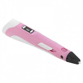 3D ручка c LCD дисплеем 3DPen Hot Draw 3 Pink+Досточка+Ножницы+Комплект эко пластика для рисования 159 метров