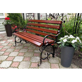 Скамейка садовая кованая Tobi Sho Дольче с подлокотниками для дачи, терассы 170 см цвет макасар
