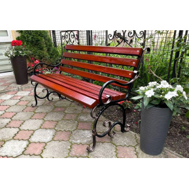 Скамейка садовая кованая Tobi Sho Дольче с подлокотниками для дачи, терассы 130 см цвет махагоний