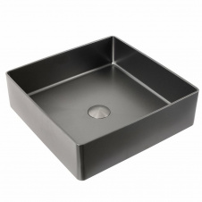 Раковина (умивальник) накладна Platinex Handmade 40*40 PVD (з сифоном та клапаном) Чорний