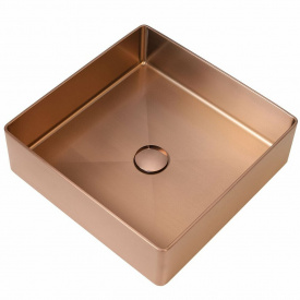 Раковина (умивальник) накладна Platinex Handmade 40*40 PVD (з сифоном та клапаном) Мідний