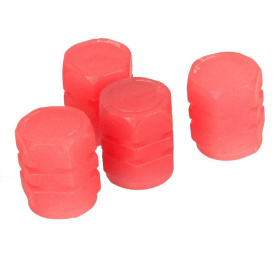 Флуоресцентні ковпачки на ніпель для велосипеда машини самокату Bluefield набір з 4 шт червоний (RT050781-4)