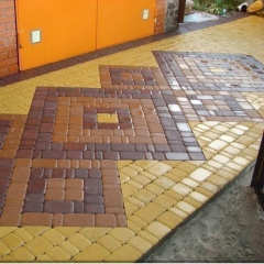 Тротуарная плитка Золотой Мандарин Старый город 120х40 мм на белом цементе желтый Ирпень