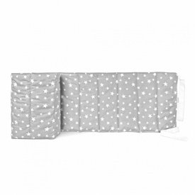 Бортики на ліжечко COSAS STARFALLS Ранфорс 30х180 см Сірий