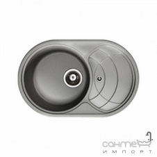 Кухонная мойка гранитная Adamant Shell 775х495х200 крыло справа 14 черный металлик