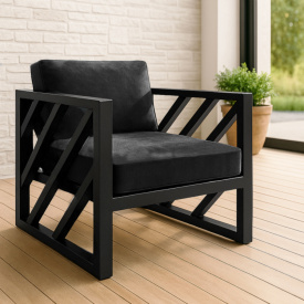 Кресло металлическое Tobi Sho Гранд/DV13 с подушками для офиса, дачи, сада, 750х700х700 велюр Черный/37