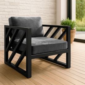 Крісло металеве Tobi Sho Гранд/DV13 з подушками для офісу, дачі, саду, 750х700х700 велюр Світло-сірий/29