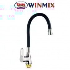 Смеситель для кухни Ухо Winmix SOP4-045 Black REFLECTOR рефлекторный чёрный гусак с силиконовым изливом, Польша