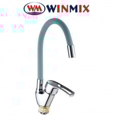 Смеситель для кухни Ухо Winmix YUB4-181 GRAY REFLECTOR рефлекторный серый гусак с силиконовым изливом, Польша