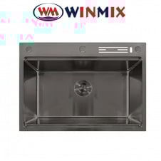 Кухонная мойка Winmix MH7050-SK Nano-Black из нержавеющуй стали со ступенькой для сушилки и подставкой под ножи, Графит