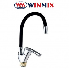 Смеситель для кухни Ухо Winmix YUB4-181 BLACK REFLECTOR рефлекторный черный гусак с силиконовым изливом, Польша