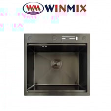 Кухонная мойка Winmix MH5050-SK Nano-Black со ступенькой для сушилки и с подставкой под ножи, Графит
