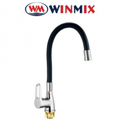 Смеситель для кухни Ухо Winmix SOP4-045 Black REFLECTOR рефлекторный чёрный гусак с силиконовым изливом, Польша Хуст